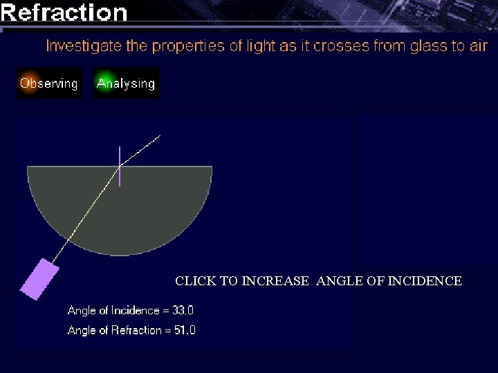 CLICK TO INCREASE ANGLE OF INCIDENCE 