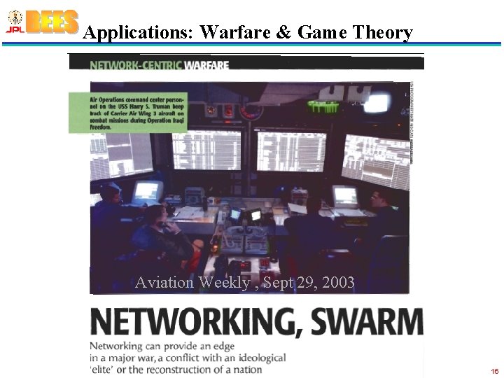 Applications: Warfare & Game Theory Aviation Weekly , Sept 29, 2003 16 