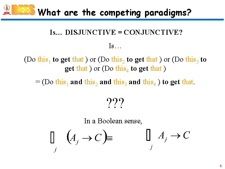 What are the competing paradigms? Is… DISJUNCTIVE = CONJUNCTIVE? Is… (Do this 1 to