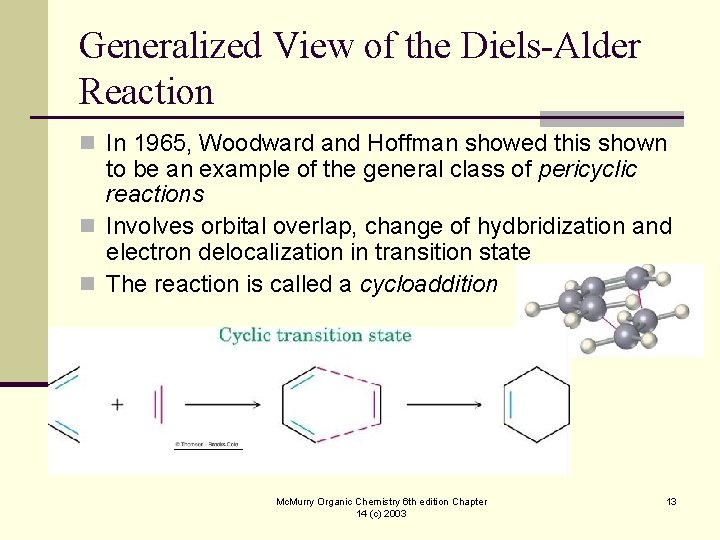 Generalized View of the Diels-Alder Reaction n In 1965, Woodward and Hoffman showed this