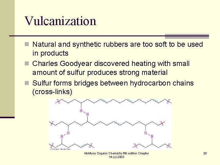 Vulcanization n Natural and synthetic rubbers are too soft to be used in products