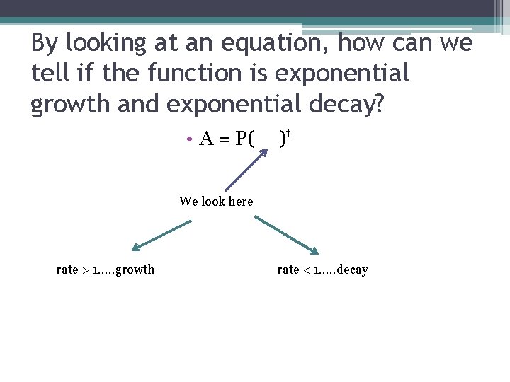 By looking at an equation, how can we tell if the function is exponential