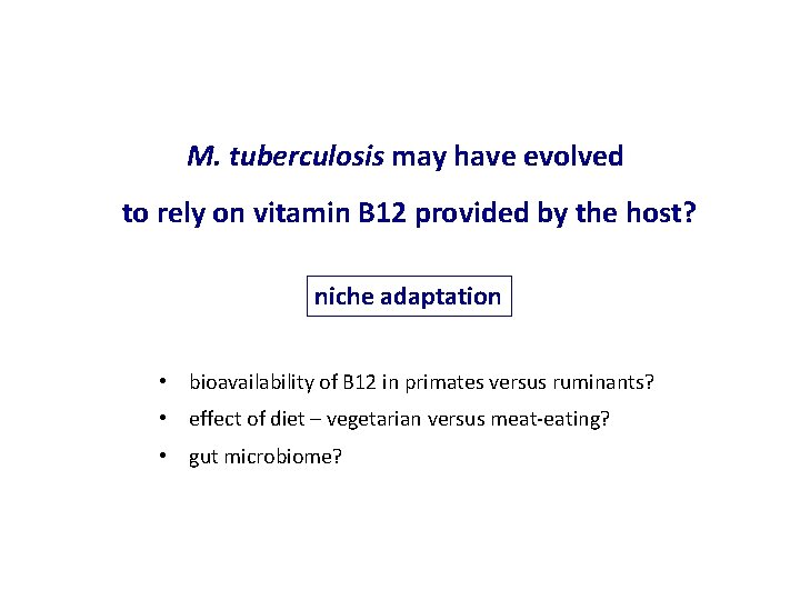 M. tuberculosis may have evolved to rely on vitamin B 12 provided by the