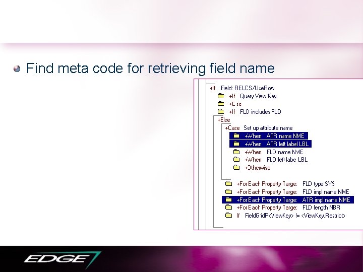 Find meta code for retrieving field name 