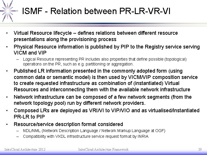 ISMF - Relation between PR-LR-VR-VI • • Virtual Resource lifecycle – defines relations between ISMF - Relation between PR-LR-VR-VI • • Virtual Resource lifecycle – defines relations between