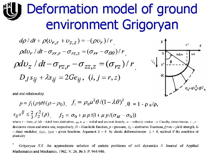 Deformation model of ground environment Grigoryan 