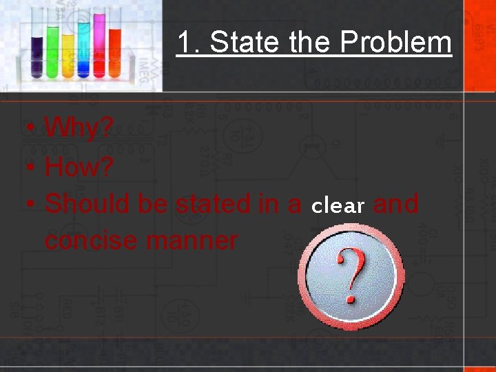 1. State the Problem • Why? • How? • Should be stated in a