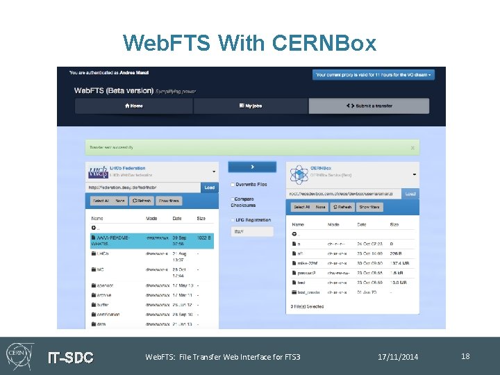 Web. FTS With CERNBox IT-SDC Web. FTS: File Transfer Web Interface for FTS 3