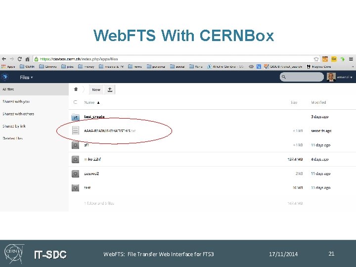 Web. FTS With CERNBox IT-SDC Web. FTS: File Transfer Web Interface for FTS 3