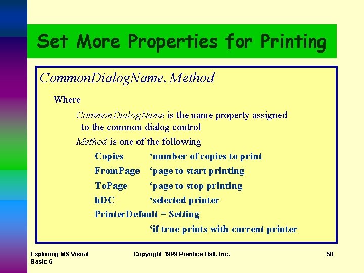 Set More Properties for Printing Common. Dialog. Name. Method Where Common. Dialog. Name is Set More Properties for Printing Common. Dialog. Name. Method Where Common. Dialog. Name is