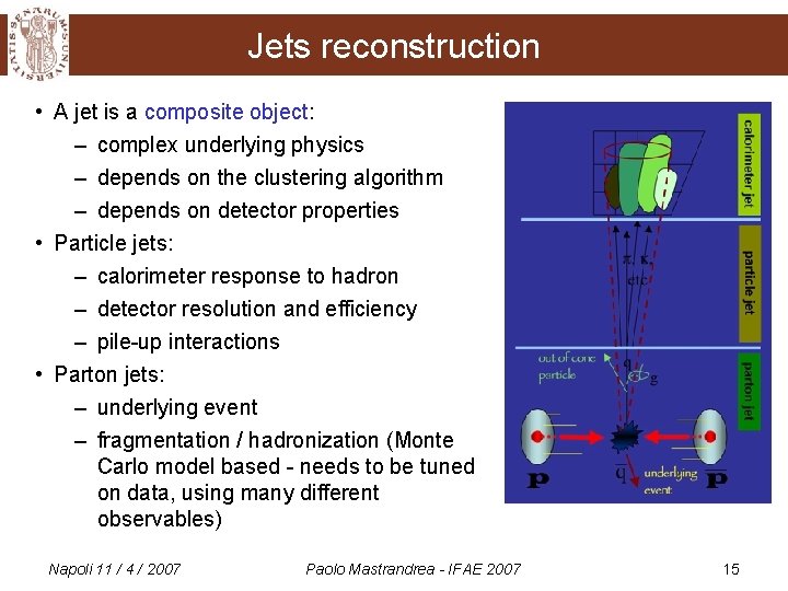 Jets reconstruction • A jet is a composite object: – complex underlying physics –
