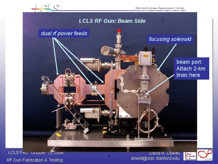 LCLS RF Gun: Beam Side dual rf power feeds focusing solenoid beam port: Attach