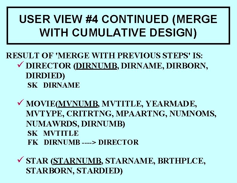 USER VIEW #4 CONTINUED (MERGE WITH CUMULATIVE DESIGN) RESULT OF 'MERGE WITH PREVIOUS STEPS' USER VIEW #4 CONTINUED (MERGE WITH CUMULATIVE DESIGN) RESULT OF 'MERGE WITH PREVIOUS STEPS'
