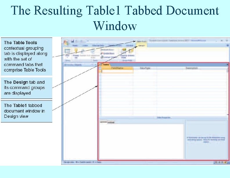 The Resulting Table 1 Tabbed Document Window The Resulting Table 1 Tabbed Document Window