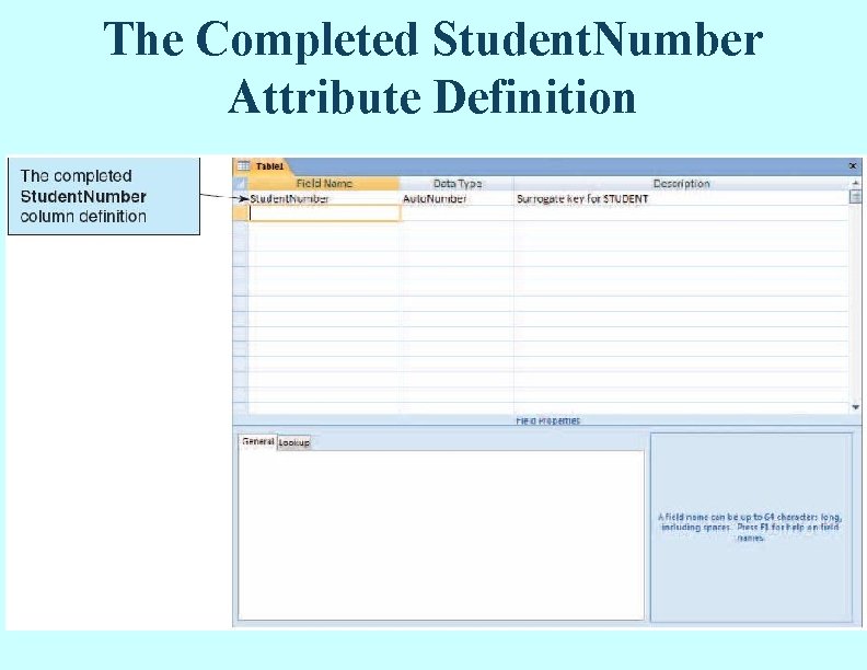 The Completed Student. Number Attribute Definition The Completed Student. Number Attribute Definition