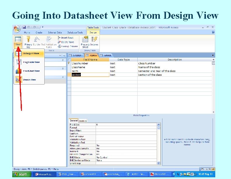 Going Into Datasheet View From Design View Going Into Datasheet View From Design View
