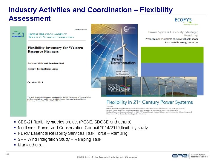 Industry Activities and Coordination – Flexibility Assessment § § § 43 CES-21 flexibility metrics