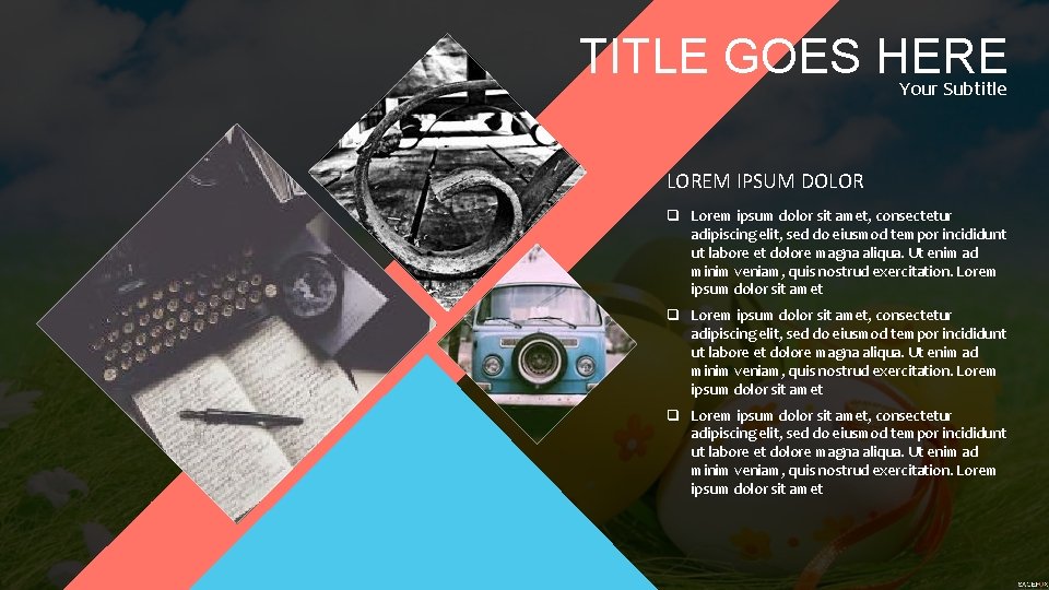 TITLE GOES HERE Your Subtitle LOREM IPSUM DOLOR q Lorem ipsum dolor sit amet,
