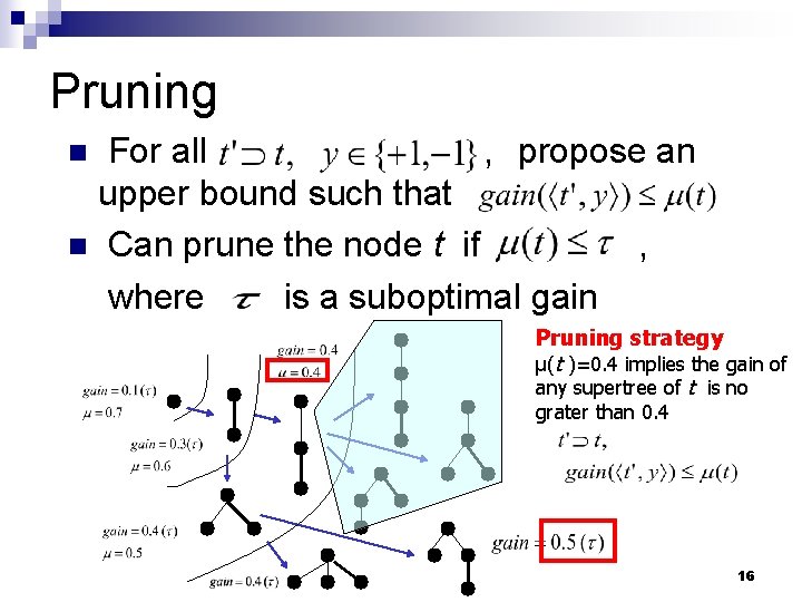 Pruning For all , propose an upper bound such that n Can prune the Pruning For all , propose an upper bound such that n Can prune the
