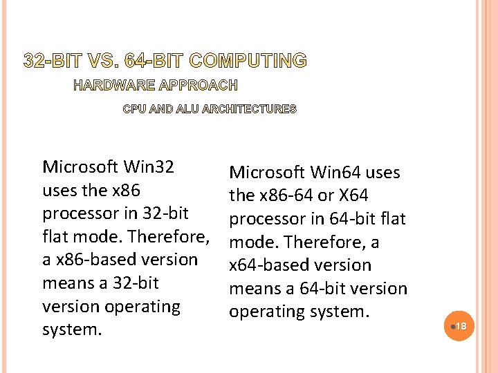Microsoft Win 32 uses the x 86 processor in 32 -bit flat mode. Therefore,