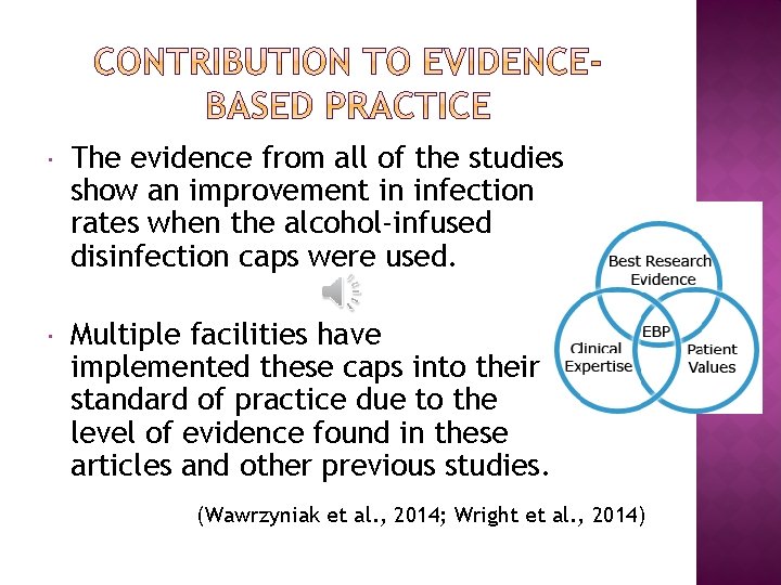  The evidence from all of the studies show an improvement in infection rates