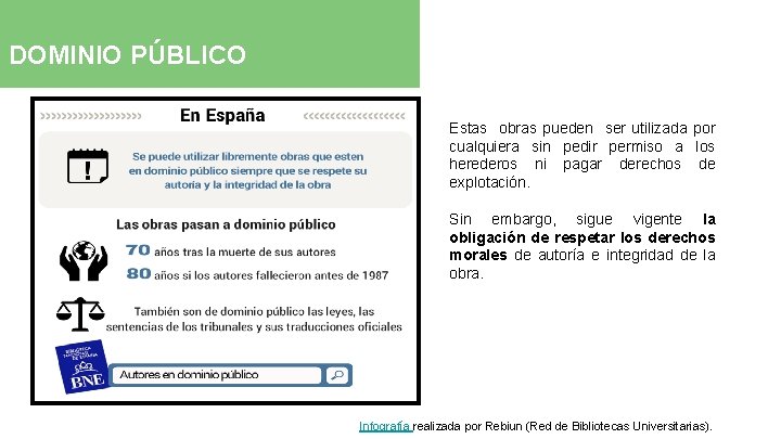DOMINIO PÚBLICO Estas obras pueden ser utilizada por cualquiera sin pedir permiso a los