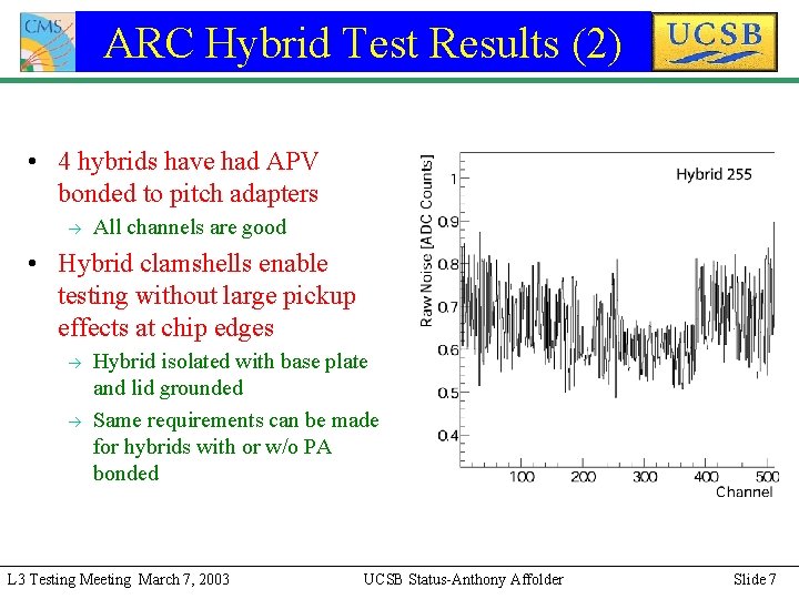 ARC Hybrid Test Results (2) • 4 hybrids have had APV bonded to pitch