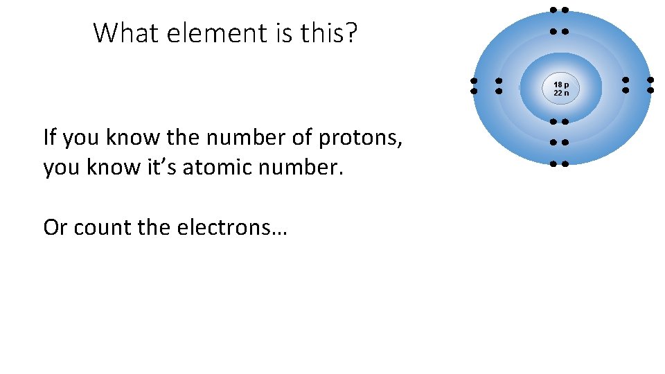 What element is this? 18 p 22 n If you know the number of