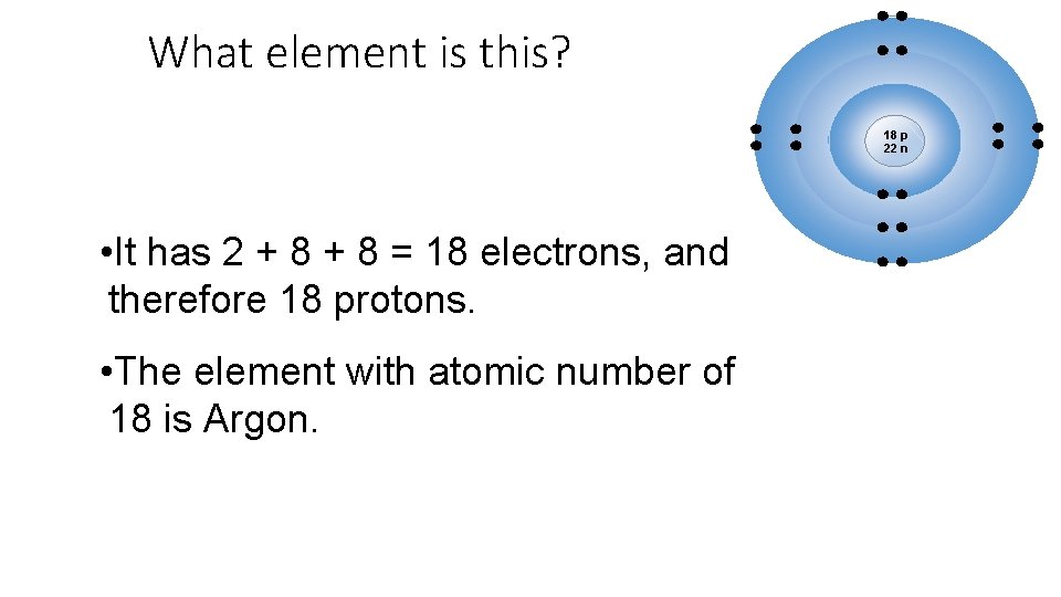 What element is this? 18 p 22 n • It has 2 + 8