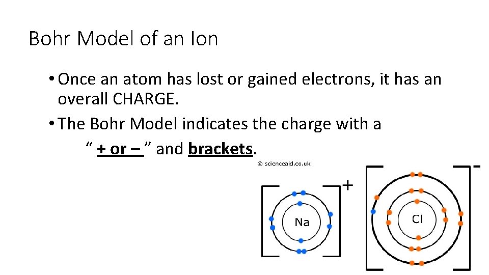 Bohr Model of an Ion • Once an atom has lost or gained electrons,