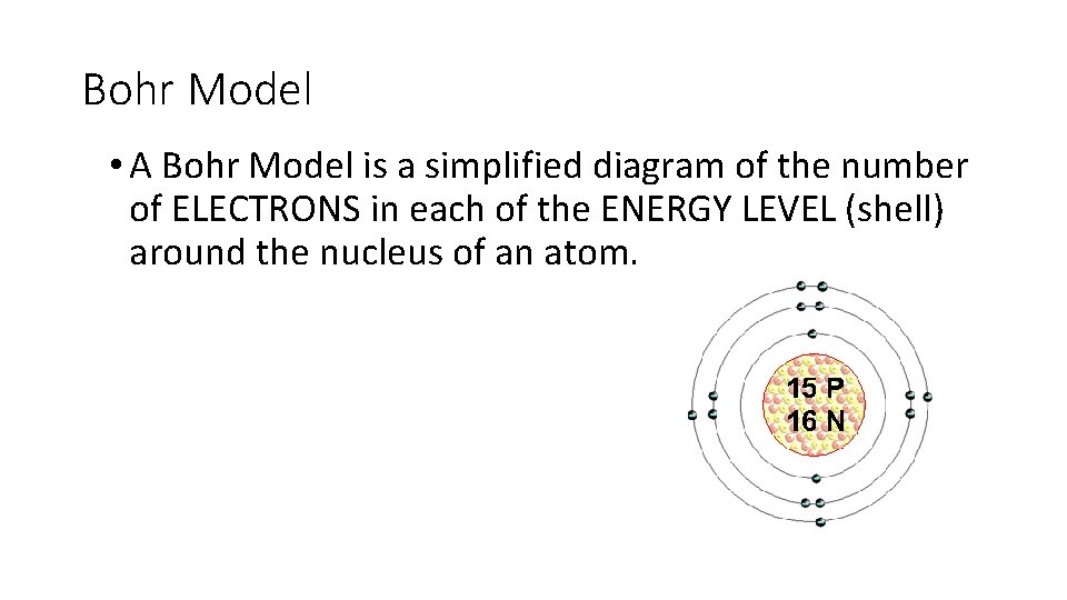 Bohr Model • A Bohr Model is a simplified diagram of the number of