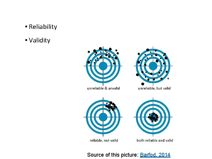  • Reliability • Validity Source of this picture: Barfod, 2014 