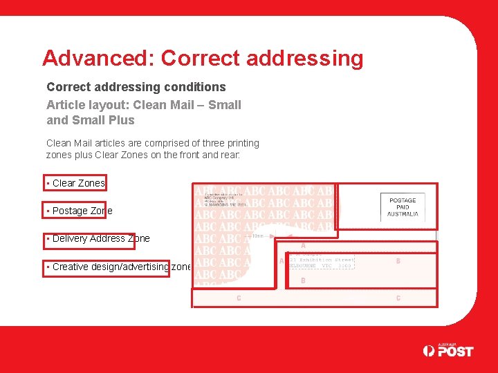 Advanced: Correct addressing conditions Article layout: Clean Mail – Small and Small Plus Clean