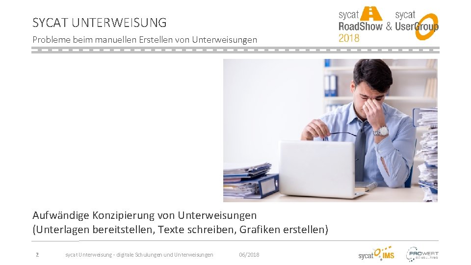 SYCAT UNTERWEISUNG Probleme beim manuellen Erstellen von Unterweisungen Aufwändige Konzipierung von Unterweisungen (Unterlagen bereitstellen,