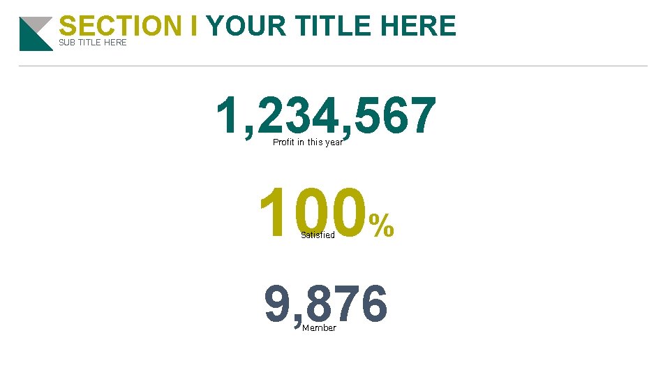 SECTION I YOUR TITLE HERE SUB TITLE HERE 1, 234, 567 Profit in this