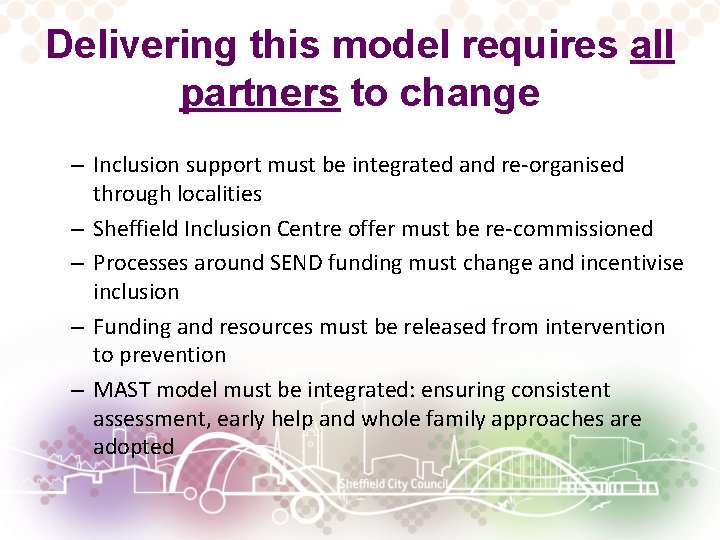 Delivering this model requires all partners to change – Inclusion support must be integrated