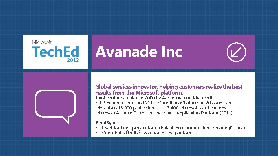 Avanade Inc Global services innovator, helping customers realize the best results from the Microsoft