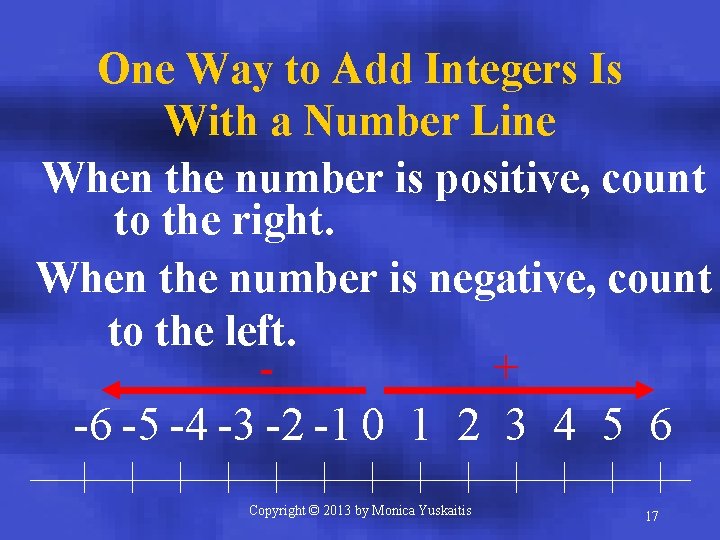 One Way to Add Integers Is With a Number Line When the number is