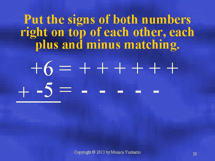Put the signs of both numbers right on top of each other, each plus