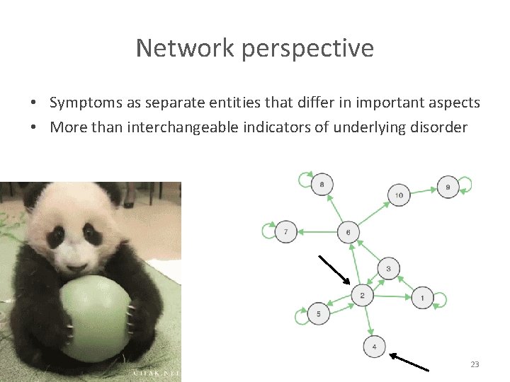 Network perspective • Symptoms as separate entities that differ in important aspects • More