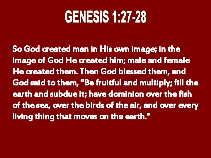 So God created man in His own image; in the image of God He