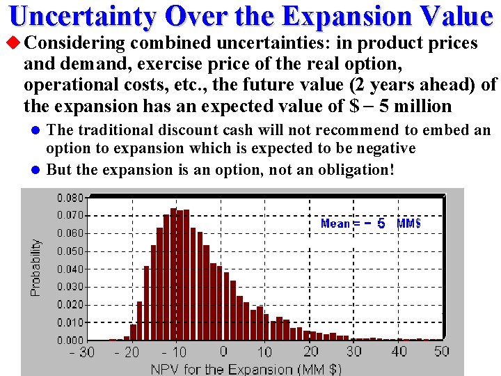Uncertainty Over the Expansion Value u Considering combined uncertainties: in product prices and demand,