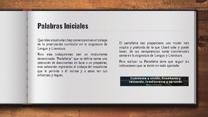 Palabras Iniciales Queridos estudiantes hoy comenzaremos el trabajo de la priorización curricular en la