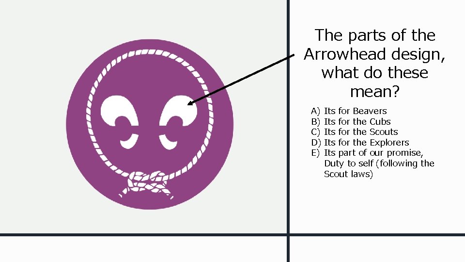 The parts of the Arrowhead design, what do these mean? A) Its for Beavers