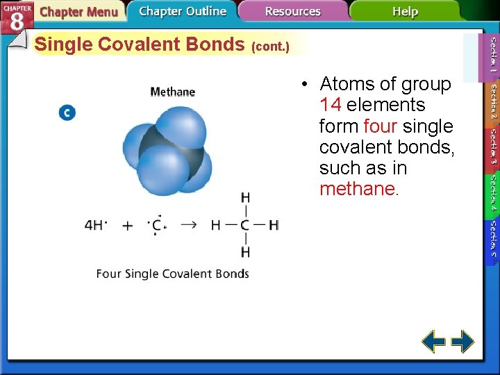 Single Covalent Bonds (cont. ) • Atoms of group 14 elements form four single