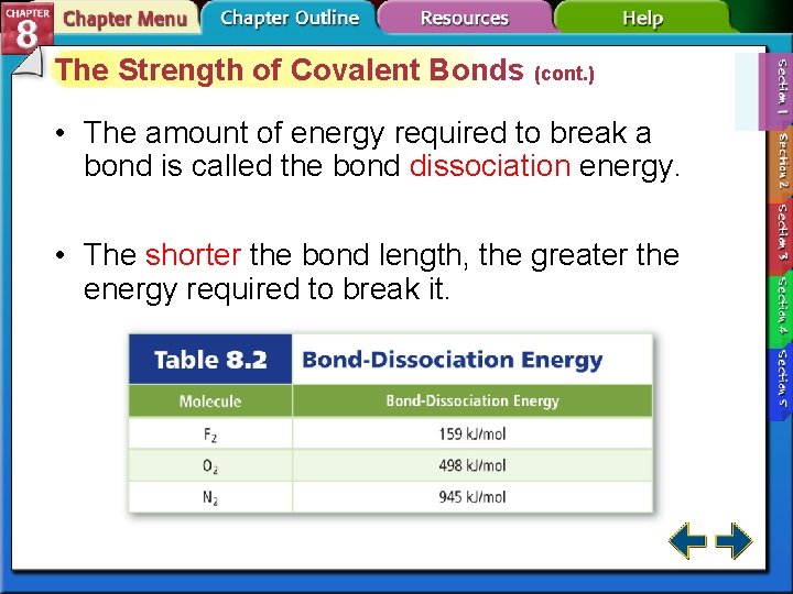 The Strength of Covalent Bonds (cont. ) • The amount of energy required to