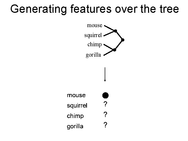 Generating features over the tree mouse squirrel chimp gorilla 