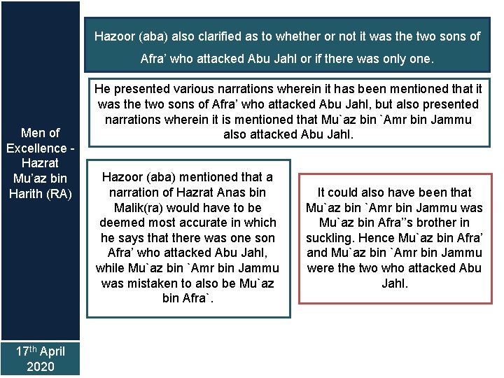 Hazoor (aba) also clarified as to whether or not it was the two sons
