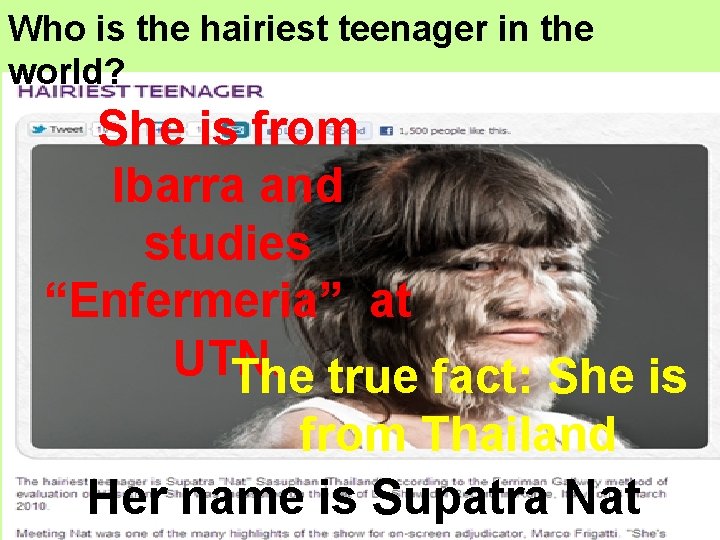Who is the hairiest teenager in the world? She is from Ibarra and studies