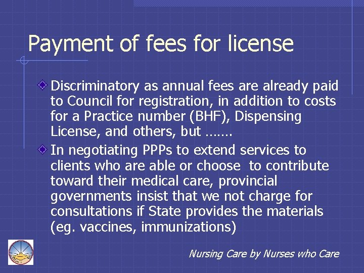 Payment of fees for license Discriminatory as annual fees are already paid to Council